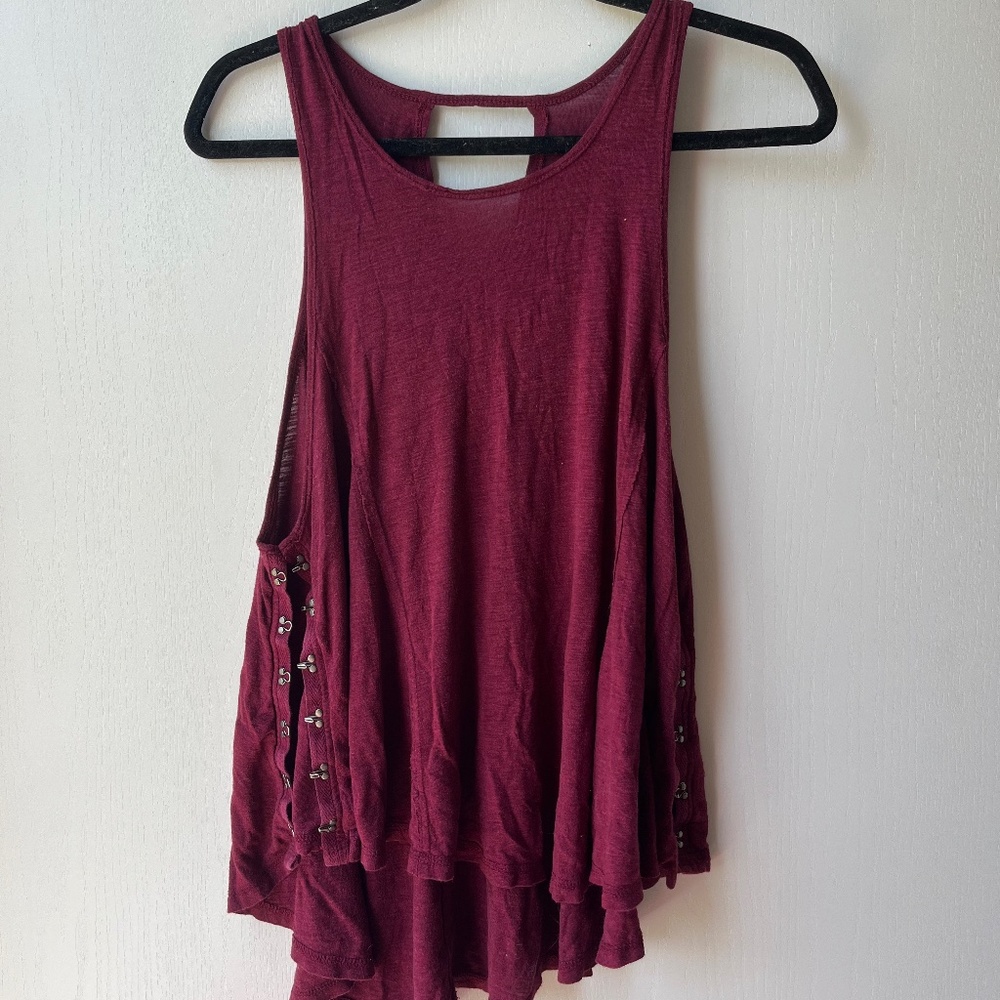 Maroon Tank Top with side clasps, Tokyo Darling, Size L